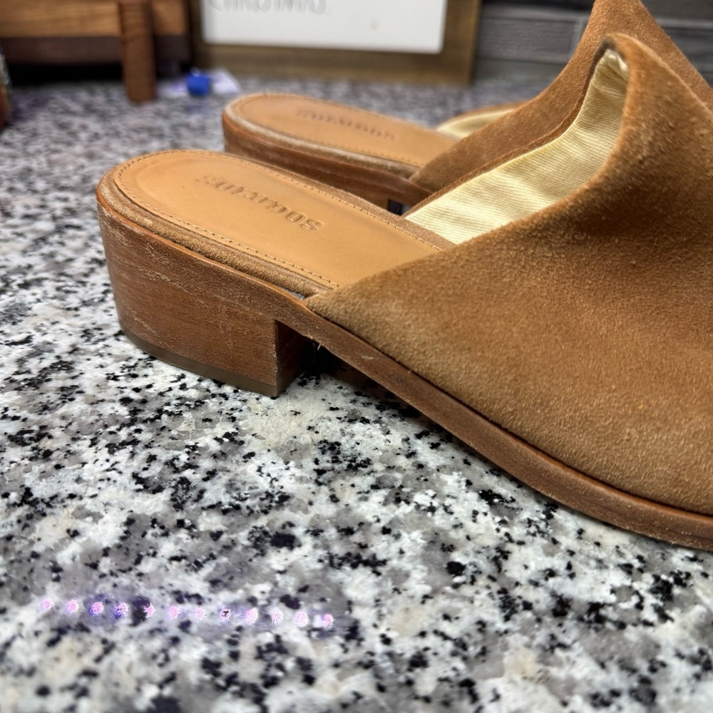 Soludos Anthropologie Venetian in Tan Suede Brown Suede Women's Mules Size 9 - Picture 2 of 10